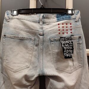 "Ksubi" Sz.28 Waist,Unisex, Light Blue Relaxed Jeans with Graphic Details....